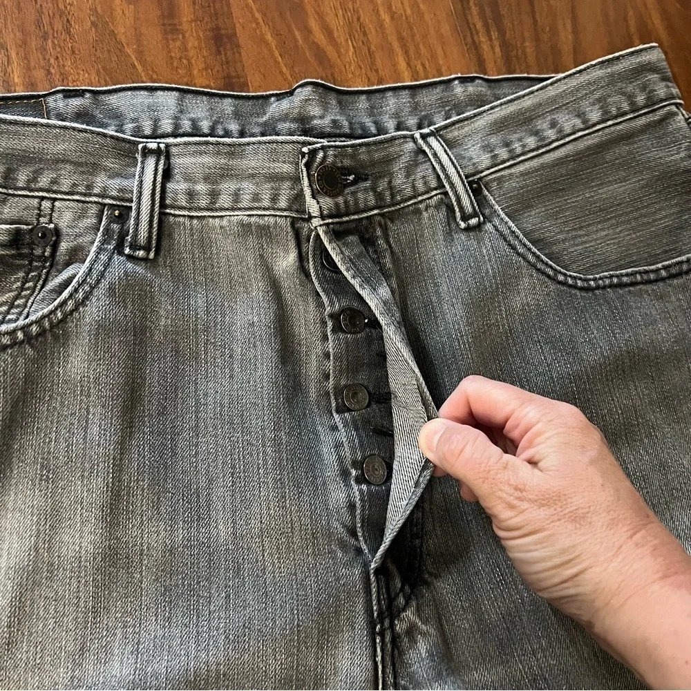 Levi’s 501 Straight Leg Faded Black Button Fly Jeans size 38 x 30